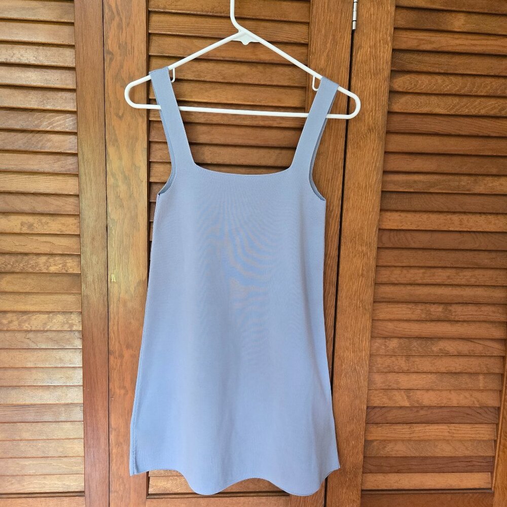 Zara Women's Sleeveless Mini Dress Knit Ligh Blue Women Small Square Neck